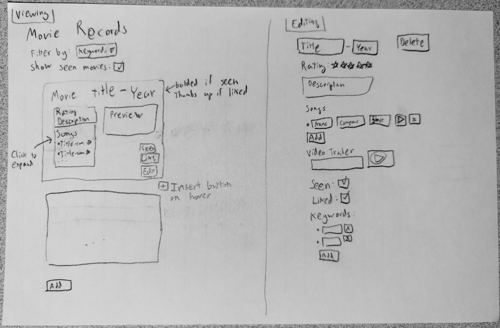 An initial sketch of the Movie Records application